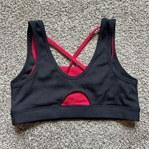 Juniors Avia Black and Red Sports Bra with Strappy Racerback